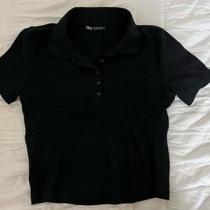 Zara Black Collared Baby Tee